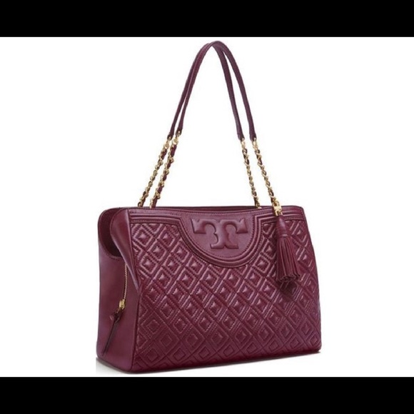 Tory Burch Maroon Leather Fleming Open Shoulder - Picture 7 of 7